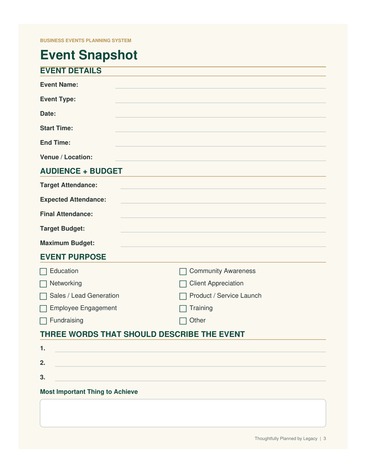 Business Events Planning System