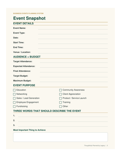 Business Events Planning System