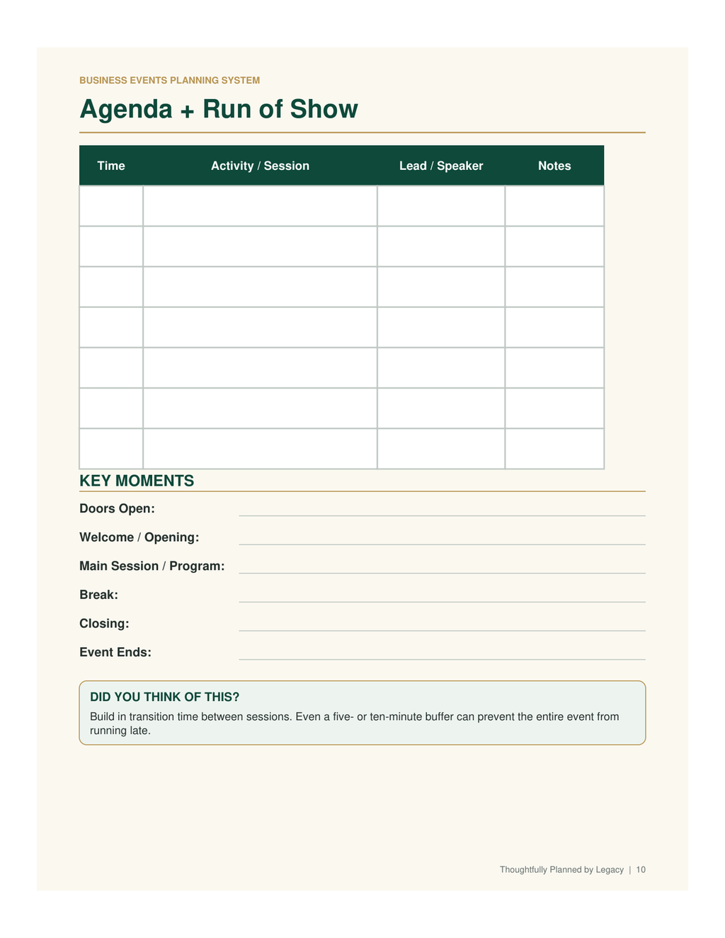 Business Events Planning System