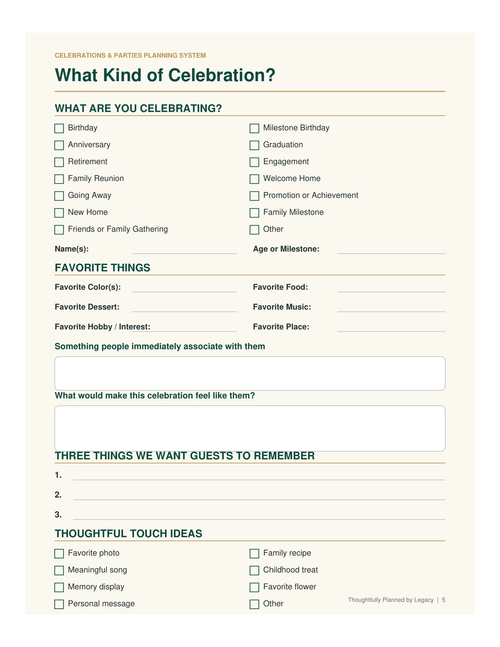 Celebrations & Parties Planning System