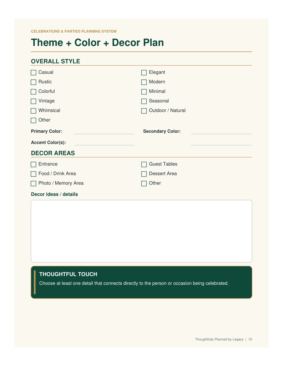 Celebrations & Parties Planning System