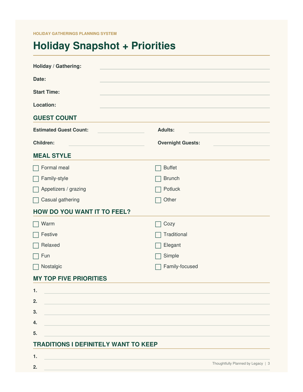 Holiday Gatherings Planning System