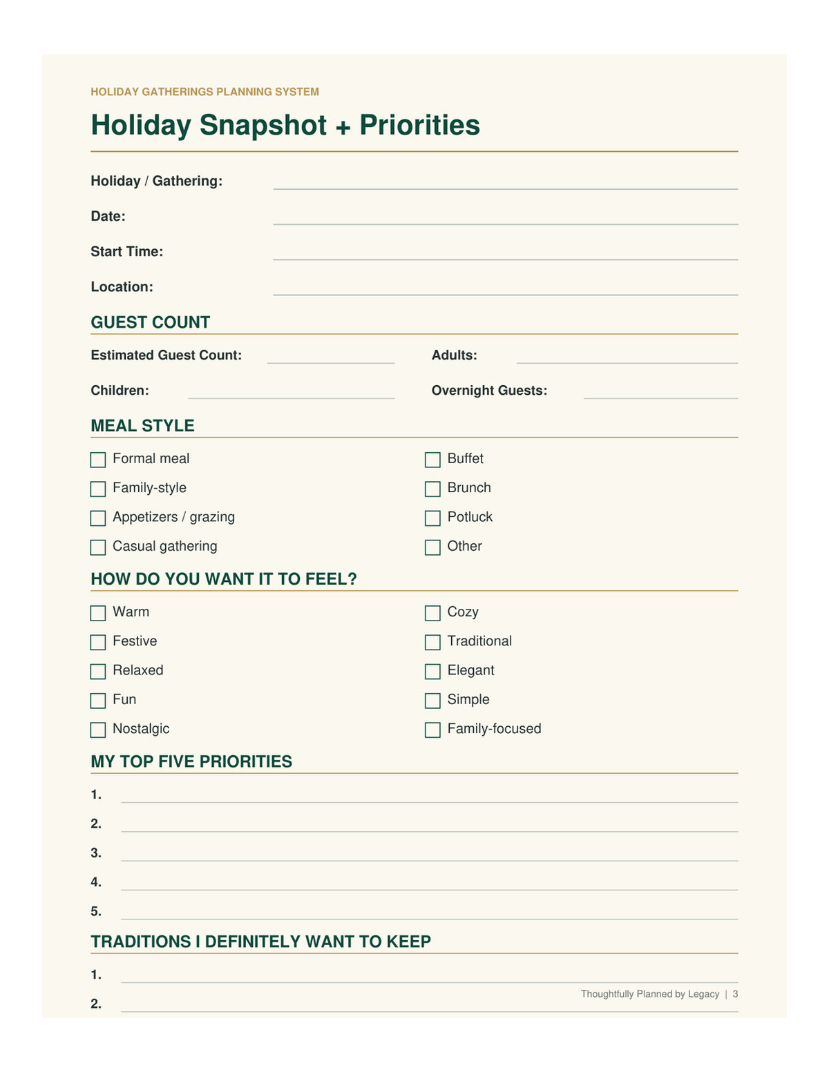 Holiday Gatherings Planning System