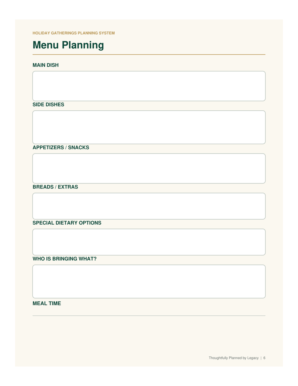 Holiday Gatherings Planning System
