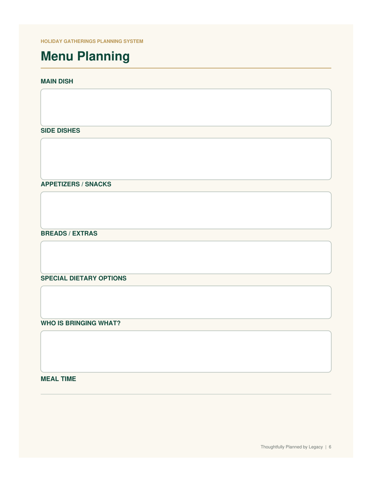 Holiday Gatherings Planning System