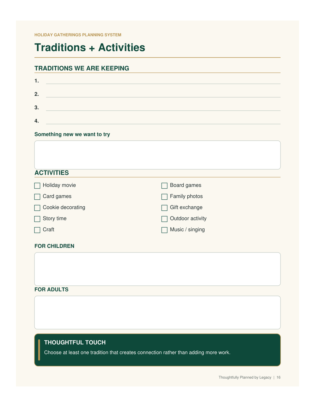 Holiday Gatherings Planning System