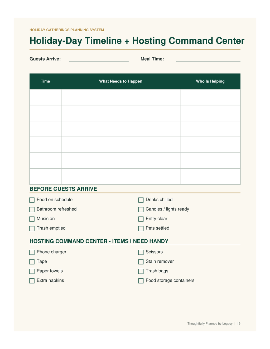 Holiday Gatherings Planning System